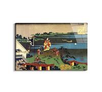 Artopweb EarthArt Total Gloss 53 × 80 cm Tableau brillant à miroir léger, prêt à accrocher, décoration maison, art design italien écologique - Nakamaro looking at the moon par Hokusai Katsushika