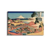 Artopweb EarthArt Total Gloss 53 × 80 cm Tableau brillant à miroir léger, prêt à accrocher, décoration maison, art design italien écologique - The Tea plantation de Hokusai Katsushika