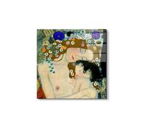 Artopweb EarthArt Total Gloss 58 × 58 cm Tableau brillant à miroir léger, prêt à accrocher, décoration maison, art design italien écologique - Homage to Klimt - The Three Ages of Woman