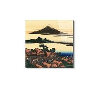 Artopweb EarthArt Total Gloss 58 × 58 cm Tableau brillant à miroir léger prêt à accrocher écologique - Dawn at Isawa in the Kai provinces de Hokusai Katsushika