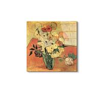 Artopweb EarthArt Total Gloss 58 x 58 cm Cadre brillant à miroir léger prêt à accrocher écologique - Still Life with Japanese vase. roses and anemones par Van Gogh Vincent