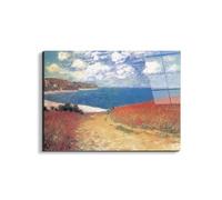 Artopweb EarthArt Total Gloss 58 x 78 cm Tableau brillant à miroir léger, prêt à accrocher, décoration maison, art design italien écologique - Homage to Monet - Meadow Road To Pourville