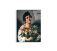 Artopweb EarthArt Total Gloss 78 × 58 cm Tableau brillant à miroir léger, prêt à accrocher, décoration maison, art design italien écologique - Homage to Caravaggio - Boy with fruit d'Art Studio