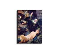 Artopweb EarthArt Total Gloss 80 × 60 cm Tableau brillant à miroir léger, prêt à accrocher, décoration maison, art design italien écologique - The angel prevents the sacrifice of Isaac de Rembrandt