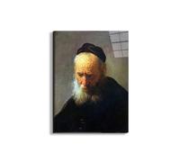 Artopweb EarthArt Total Gloss 80 × 60 cm Tableau brillant à miroir léger, prêt à accrocher, décoration maison, art design italien écologique - Portrait of Vaters de Rembrandt