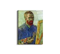 Artopweb EarthArt Total Gloss 80 × 60 cm Tableau brillant à miroir léger, prêt à accrocher, décoration maison, art design italien écologique - Self-portrait in front easel par Van Gogh Vincent