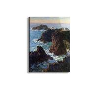 Artopweb EarthArt Total Gloss 80 × 60 cm Tableau brillant à miroir léger, prêt à accrocher, décoration maison, art design italien écologique - Rocky peaks at the Belle-Ile de Monet Claude