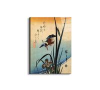 Artopweb EarthArt Total Gloss 80 × 60 cm Tableau brillant à miroir léger, prêt à accrocher, décoration maison, art design italien écologique, Kingfisher and lilies II par Hiroshige Utagawa