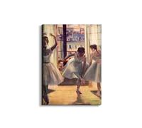 Artopweb EarthArt Total Gloss 80 × 60 cm Tableau brillant à miroir léger, prêt à accrocher, décoration maison, art design italien écologique, trois danseurs dans une salle de pratique par Degas Edgar
