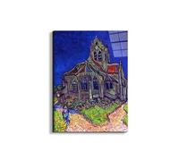 Artopweb EarthArt Total Gloss 80 × 60 cm Tableau brillant à miroir léger, prêt à accrocher, décoration maison, art design italien écologique - The Church of Auvers de Van Gogh Vincent