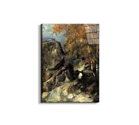 Artopweb EarthArt Total Gloss 80 × 60 cm Tableau brillant à miroir léger, prêt à accrocher, décoration maison, art design italien écologique - Rocks in Fountanbleu Forest par Cezanne Paul