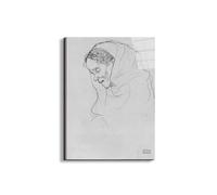 Artopweb EarthArt Total Gloss 80 × 60 cm Tableau brillant à miroir léger prêt à accrocher décoration maison art design italien écologique - Head of an old woman in profile by Klimt Gustav