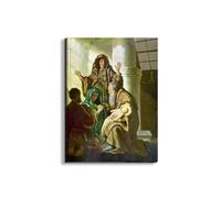 Artopweb EarthArt Total Gloss 80 × 60 cm Tableau brillant à miroir léger, prêt à accrocher, décoration maison, art design italien écologique - Hannah and Simeon in the temple de Rembrandt