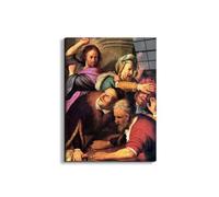 Artopweb EarthArt Total Gloss 80 × 60 cm Tableau brillant à miroir léger prêt à accrocher écologique - Christ driving the money changers from the temple de Rembrandt