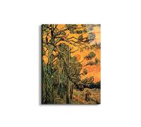 Artopweb EarthArt Total Gloss 80 × 60 cm Tableau brillant à miroir léger prêt à accrocher écologique - Pine Trees against a Red Sky with Setting Sun de Van Gogh Vincent