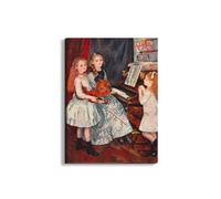 Artopweb EarthArt Total Gloss 80 × 60 cm Tableau brillant à miroir léger, prêt à accrocher écologique - Portrait of the daughters of Catulle Mendeì ?s-at the piano de Renoir Pierre-Auguste