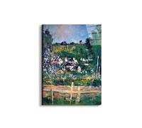 Artopweb EarthArt Total Gloss 80 × 60 cm Tableau brillant à miroir léger prêt à accrocher écologique - Village behind the view of Auvers-sur-Oise. La clôture de Cezanne Paul