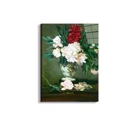 Artopweb EarthArt Total Gloss 80 x 60 cm Tableau brillant à miroir léger, prêt à accrocher, décoration maison, art design italien écologique - Still Life. Vase avec pivoines de Manet Édouard
