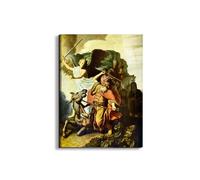Artopweb EarthArt Total Gloss 80 x 60 cm Tableau brillant à miroir léger, prêt à accrocher, décoration maison, art design italien écologique - Prophet Balaam and the donkey de Rembrandt