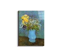 Artopweb EarthArt Total Gloss 80 x 60 cm Tableau brillant à miroir léger prêt à accrocher écologique - Vase avec lilas daisies and anémones de Van Gogh Vincent