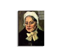 Artopweb EarthArt Total Gloss 80 x 60 cm Tableau brillant à miroir léger prêt à accrocher écologique - Head of an old woman with White Cap The Midwife de Van Gogh Vincent