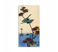 Artopweb MetalArt Materic 100 × 50 cm Cadre matériel 3D effet pinceau robuste prêt à accrocher écologique - Birds on a maple branch par Hiroshige Utagawa