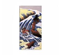 Artopweb MetalArt Materic 50 × 100 cm | Tableau matériel 3D effet brossé, robuste et prêt à accrocher | Décoration de la maison Art Eco-Friendly - Waterfall and Horse Washing par Hokusai Katsushika