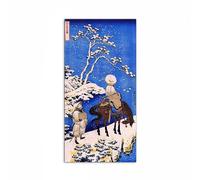 Artopweb MetalArt Materic 50 × 100 cm | Tableau matériel 3D effet brossé, robuste et prêt à accrocher - The poet Teba on a horse de Hokusai Katsushika