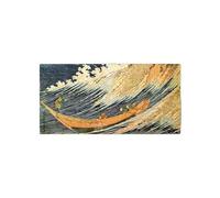 Artopweb MetalArt Materic 50 × 100 cm Tableau matériel 3D effet pinceau robuste prêt à accrocher décoration maison art design italien écologique - Ocean Wave de Hokusai Katsushika