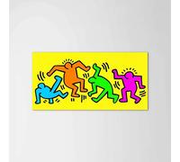 Artopweb MetalArt Materic 50 × 100 cm Tableau matériel 3D effet pinceau robuste prêt à accrocher décoration maison art design italien écologique - Homage to Keith Color Full Dance