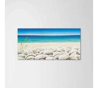 Artopweb MetalArt Materic 50 × 100 cm Tableau matériel 3D effet pinceau robuste prêt à accrocher décoration maison art design italien écologique - Rocks on the beach par Art Studio