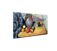 Artopweb MetalArt Materic 50 × 100 cm Tableau matériel 3D effet pinceau robuste prêt à accrocher écologique - Still life, pitcher and fruit on a table par Cezanne Paul