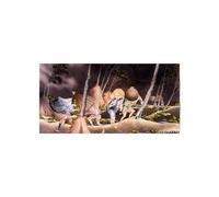 Artopweb MetalArt Materic 50 × 100 cm Tableau matériel 3D effet pinceau robuste prêt à accrocher écologique - Peasants surprised by a violent storm par Hokusai Katsushika
