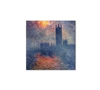 Artopweb MetalArt Materic 50 × 70 cm | Tableau matériel 3D effet brossé, robuste et prêt à accrocher | Décoration de la maison Art Design Italien Eco-Friendly - Parliament in London par Monet Claude