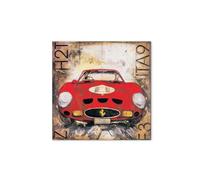 Artopweb MetalArt Materic 50 × 70 cm | Tableau matériel 3D effet brossé, robuste et prêt à accrocher | Décoration maison Art Design Italien Eco-Friendly - Red car I par Art Studio