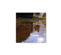 Artopweb MetalArt Materic 50 × 70 cm | Tableau matériel 3D effet brossé, robuste et prêt à accrocher| Décoration maison Art design italien écologique - Lake in front of the Castle di Klimt Gustav