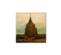 Artopweb MetalArt Materic 50 x 70 cm | Tableau matériel 3D effet brossé, robuste et prêt à accrocher | Décoration de la maison Art Design Italien Eco-Friendly - Old Church de Van Gogh Vincent