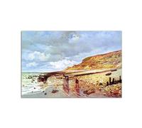Artopweb MetalArt Materic 53 × 80 cm Cadre matériel 3D effet pinceau robuste prêt à accrocher écologique - Pointe de la Havre at low tide par Monet Claude
