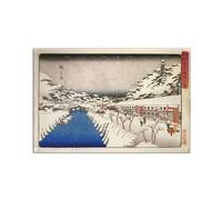 Artopweb MetalArt Materic 53 × 80 cm Cadre matériel 3D effet pinceau robuste prêt à accrocher écologique - View of a canal in the snow by Hiroshige Utagawa