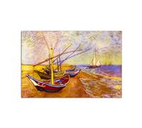 Artopweb MetalArt Materic 53 × 80 cm Tableau matériel 3D effet pinceau robuste prêt à accrocher décoration maison art design italien écologique - Boats of Saintes-Maries de Van Gogh Vincent