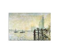 Artopweb MetalArt Materic 53 × 80 cm Tableau matériel 3D effet pinceau robuste prêt à accrocher décoration maison art design italien écologique Westminster Bridge à Londres par Monet Claude
