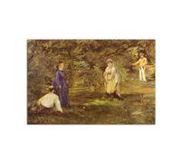 Artopweb MetalArt Materic 53 × 80 cm Tableau matériel 3D effet pinceau robuste prêt à accrocher décoration maison art design italien écologique - Croquet Party de Manet Édouard