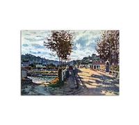 Artopweb MetalArt Materic 53 × 80 cm Tableau matériel 3D effet pinceau robuste prêt à accrocher décoration maison art design italien écologique - The Seine at Bougival di Monet Claude