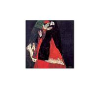 Artopweb MetalArt Materic 58 × 58 cm Cadre matériel 3D effet pinceau robuste prêt à accrocher écologique - Cardinal and Nun or The caress de Schiele Egon