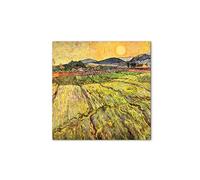 Artopweb MetalArt Materic 58 × 58 cm Cadre matériel 3D effet pinceau robuste prêt à accrocher écologique - Landscape with plowed fields de Van Gogh Vincent