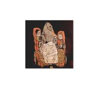 Artopweb MetalArt Materic 58 × 58 cm Cadre matériel 3D effet pinceau robuste prêt à accrocher écologique - Parent with two children (the mother) par Schiele Egon