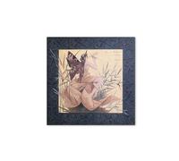 Artopweb MetalArt Materic 58 × 58 cm Cadre matériel 3D effet pinceau robuste prêt à accrocher écologique - Winged nymph blowing amongst reeds par Alexandre de Riquer
