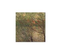 Artopweb MetalArt Materic 58 × 58 cm Cadre matériel 3D effet pinceau robuste prêt à accrocher écologique - His bank. the Ile de la Grande Jatte de Monet Claude