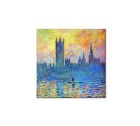 Artopweb MetalArt Materic 58 × 58 cm Tableau matériel 3D effet pinceau robuste prêt à accrocher décoration maison art design italien écologique - London Parliament in Winter par Monet Claude