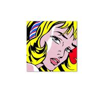 Artopweb MetalArt Materic 58 × 58 cm Tableau matériel 3D effet pinceau robuste prêt à accrocher décoration maison art design italien écologique - Homage to Roy - Girl With Hair Ribbon. 1965"